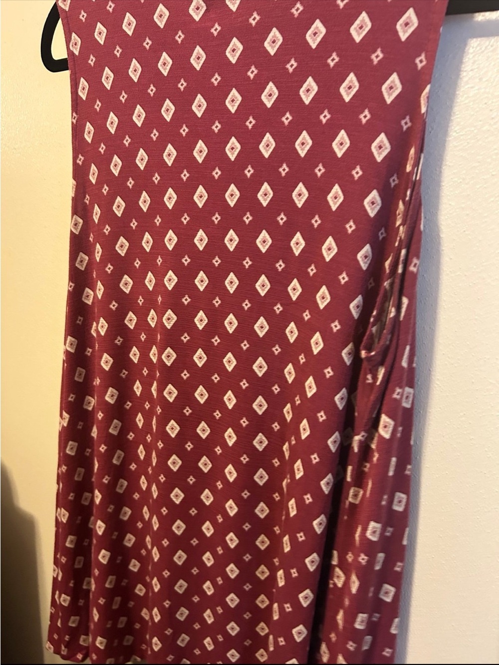 Lane Bryant Maroon Diamond-Print Tank